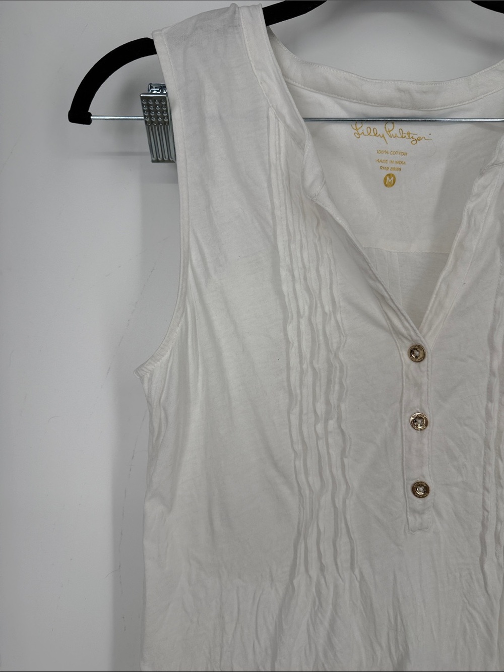 Lilly Pulitzer Sleeveless White Pintuck Button Tunic Top size M 100% cotton - Picture 5 of 10
